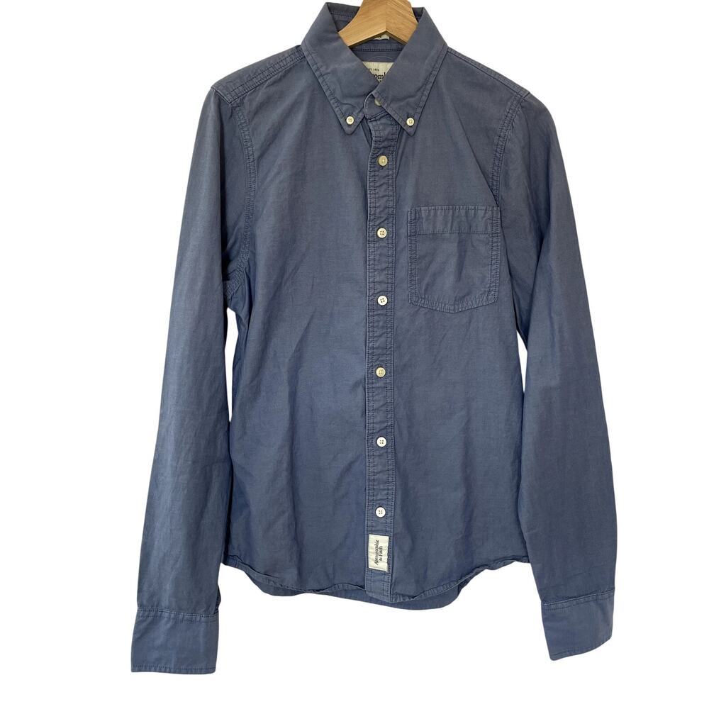 Abercrombie & Fitch muscle button down shirt men's size medium blue cotton top